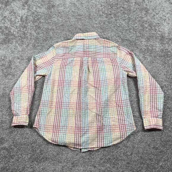 LL Bean Seersucker Shirt Womens Small Petite Pastel Button Cotton Vacationland - Picture 6 of 11